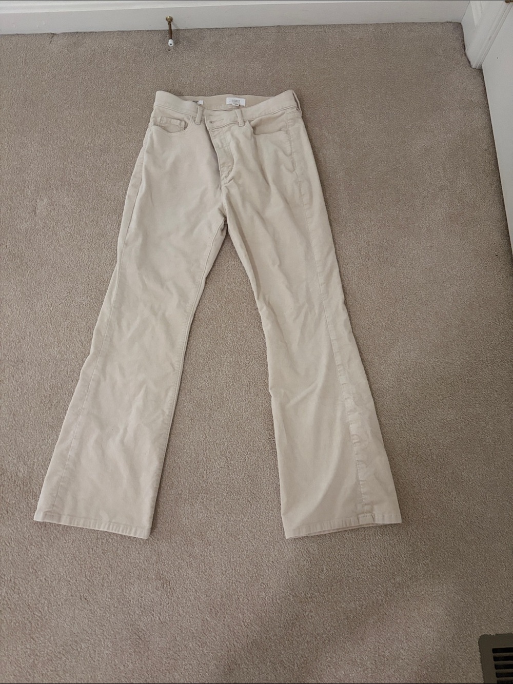 Loft size 4 petite light beige  pants with a slightly wide leg at bottom
